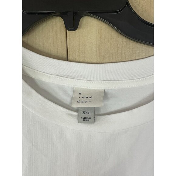 A New Day Flutter Sleeve Blouse Sz 2XL White Women's Casual Summer Top Beach - Picture 2 of 3